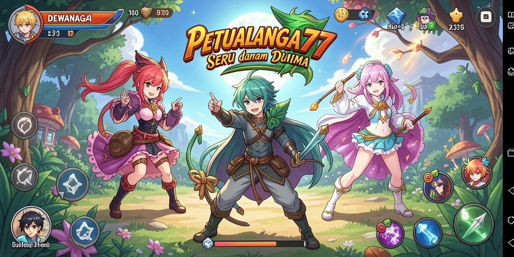 Tampilan gameplay menarik dalam DEWANAGA77 dengan karakter anime yang dinamis.