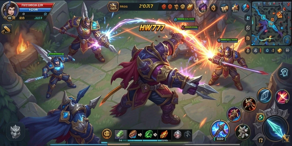 Gameplay epik HW777 dengan aksi seru di arena MOBA.