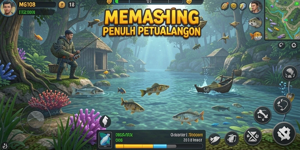 Tampilan gameplay memancing MG108 yang menarik dan menantang.