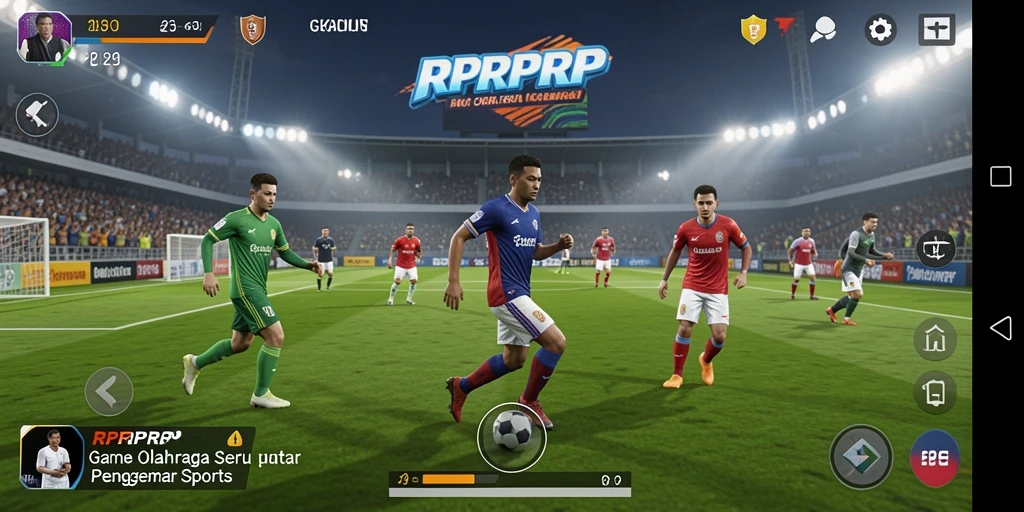 Tampilan gameplay RPRPRP yang menegangkan di arena olahraga.
