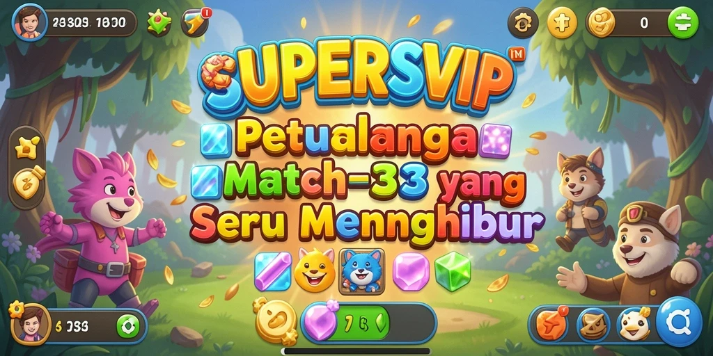 Tampilan gameplay SUPERSVIP yang penuh warna dan seru.